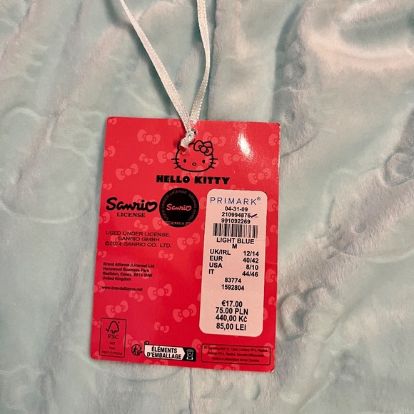 NWT Primark Hello Kitty Blue velour Pj Lounge Flared Pants Size Medium 8/10 - Picture 5 of 7